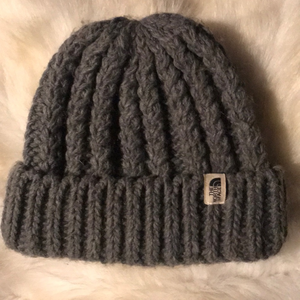 North Face Grey Knit Beanie